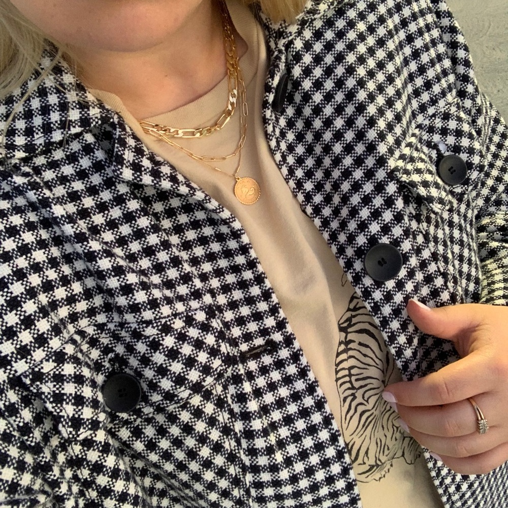 Houndstooth trench coat